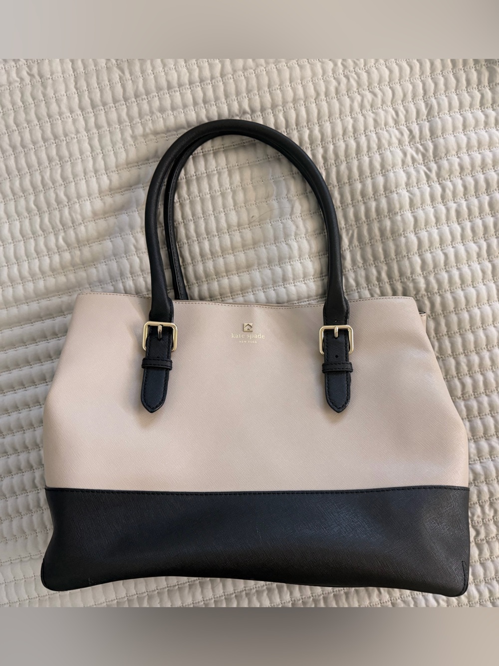 Kate spade Cream and Black Two-Tone Leather Tote